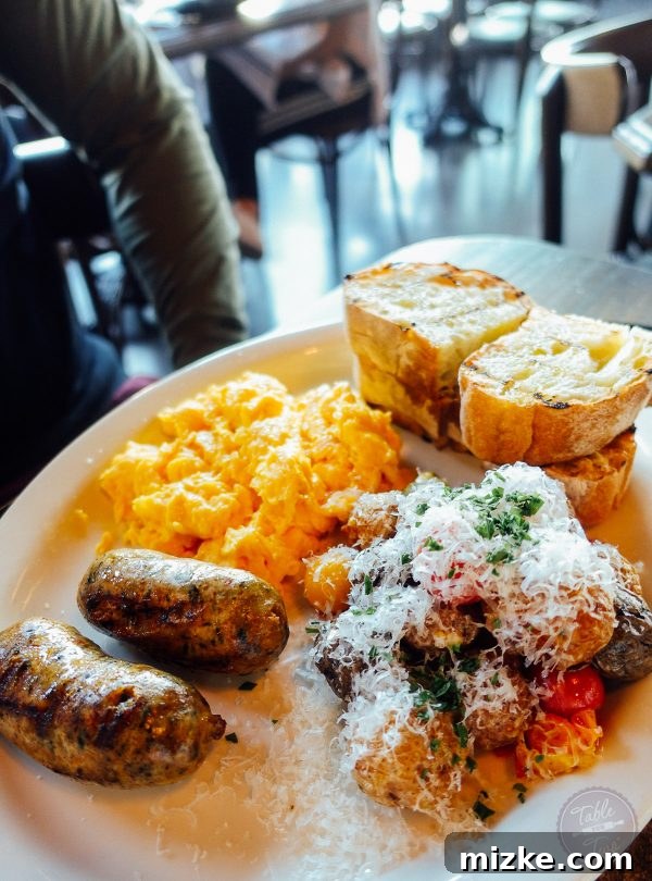 Savory brunch dish from an Italian restaurant, beautifully presented.