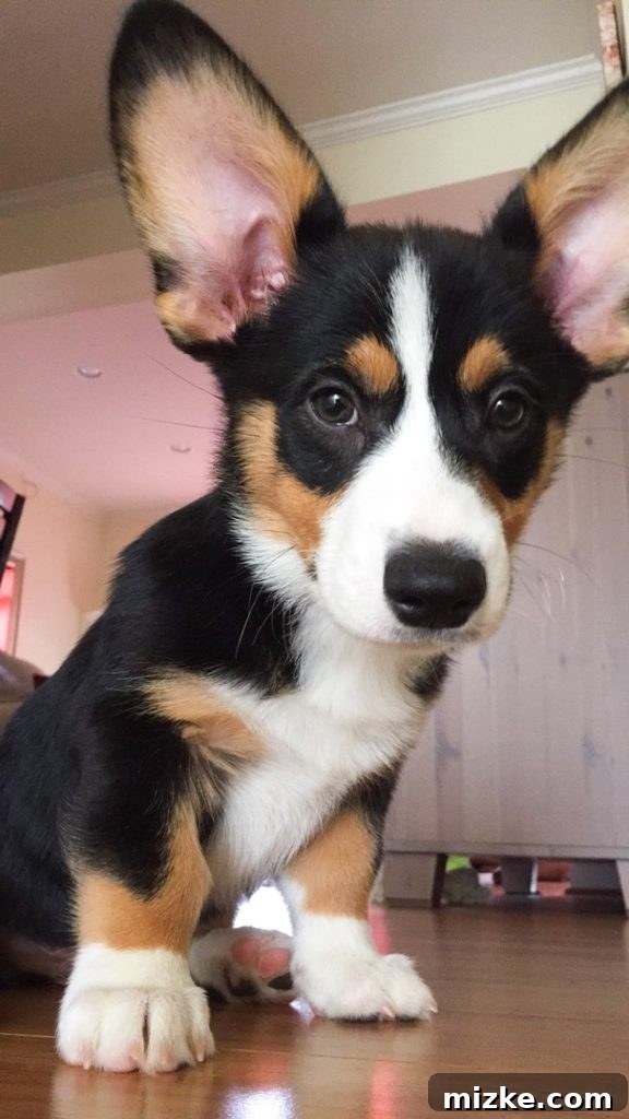 Winston's World Awaits 8 Winston the Corgi puppy gazing with curiosity, a close-up shot