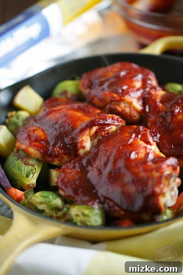Easy BBQ Chicken and Vegetable Skillet 2 Delicious one-skillet BBQ chicken and vegetables with tender chicken thighs and colorful roasted veggies, perfect for an easy weeknight meal.