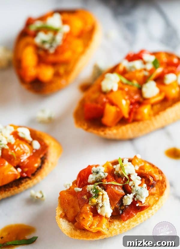 Caramelized Balsamic Tomato Bites 2 These bites of roasted balsamic tomato crostini are incredibly easy to make and will be one of your favorite appetizers to make for years to come!