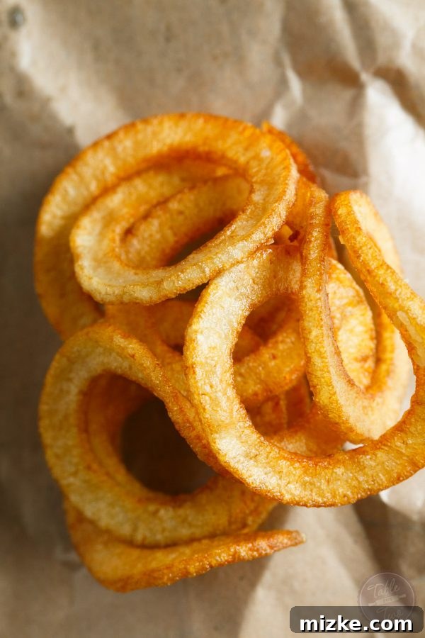 A serving of crispy homemade curly fries next to a small bowl of zesty horseradish mustard dipping sauce.