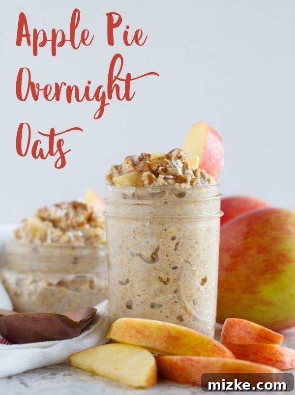 Spiced Apple Crumble Overnight Oats 2 A vibrant bowl of Apple Pie Overnight Oats, showcasing fresh apple chunks and a sprinkle of cinnamon, ready to be enjoyed as a healthy and quick fall breakfast.