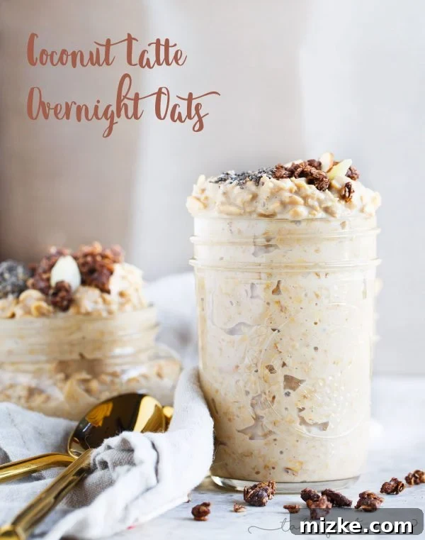 Velvet Coconut Latte Oats 2 Coconut latte overnight oats is your answer to breakfast! They're so creamy and so incredibly easy to whip up! It takes zero effort and you'll have breakfast ready for you when you wake up.