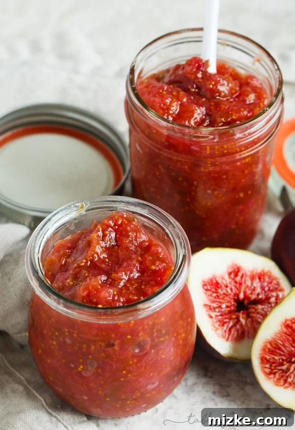 Luscious Handcrafted Fig Jam 2 Homemade fig preserves are incredibly easy to make, offering a perfect way to savor the short fig season all year round! Enjoy the rich, sweet flavor of figs in this delightful preserve.