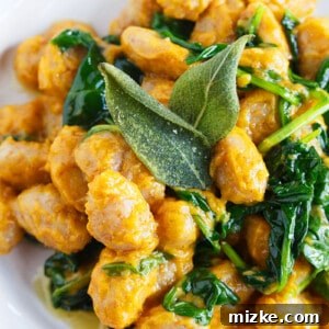 Whole wheat gnocchi with brown butter sage and pumpkin sauce is a deliciously creamy and nutty dish that is full of Fall flavors.