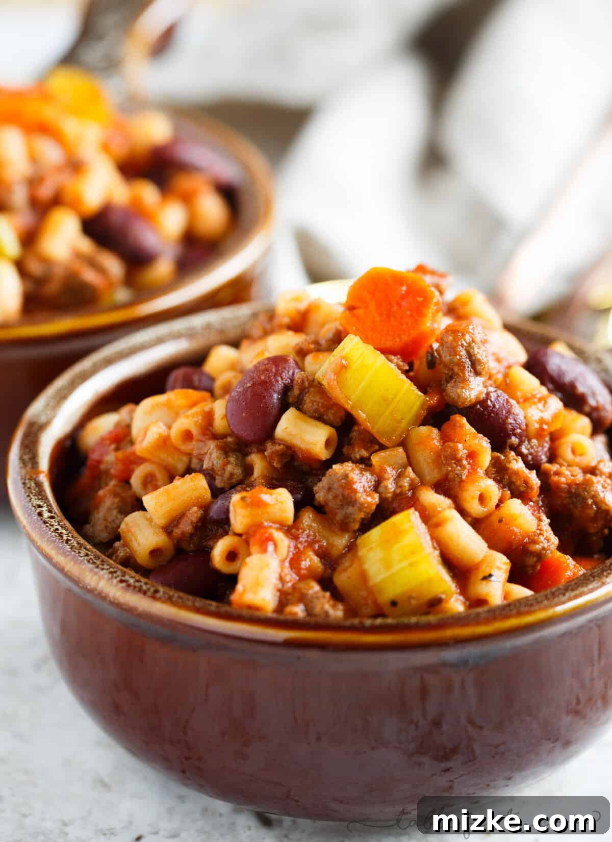 Hearty Slow Cooked Pasta Fagioli 5 A thick and hearty slow cooker meal. This slow cooker pasta fagioli is full of hearty beef, beans, veggies, and pasta. Makes for great comfort food in the cooler months or for busy weeks that leftovers won't get boring!