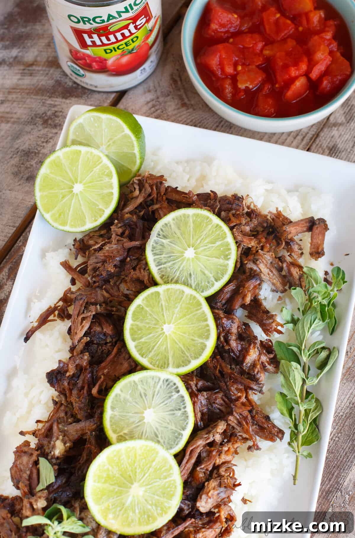 Zesty Mojo Slow-Cooked Beef and Rice 3 This slow cooker mojo beef and rice is an incredibly flavorful slow cooker meal that is melt-in-your-mouth delicious! Full of citrus flavor and a hint of spice! #HuntsDifference #ad