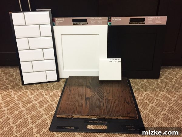 Kitchen Perimeter White Cabinets and Countertops with Espresso Island Design
