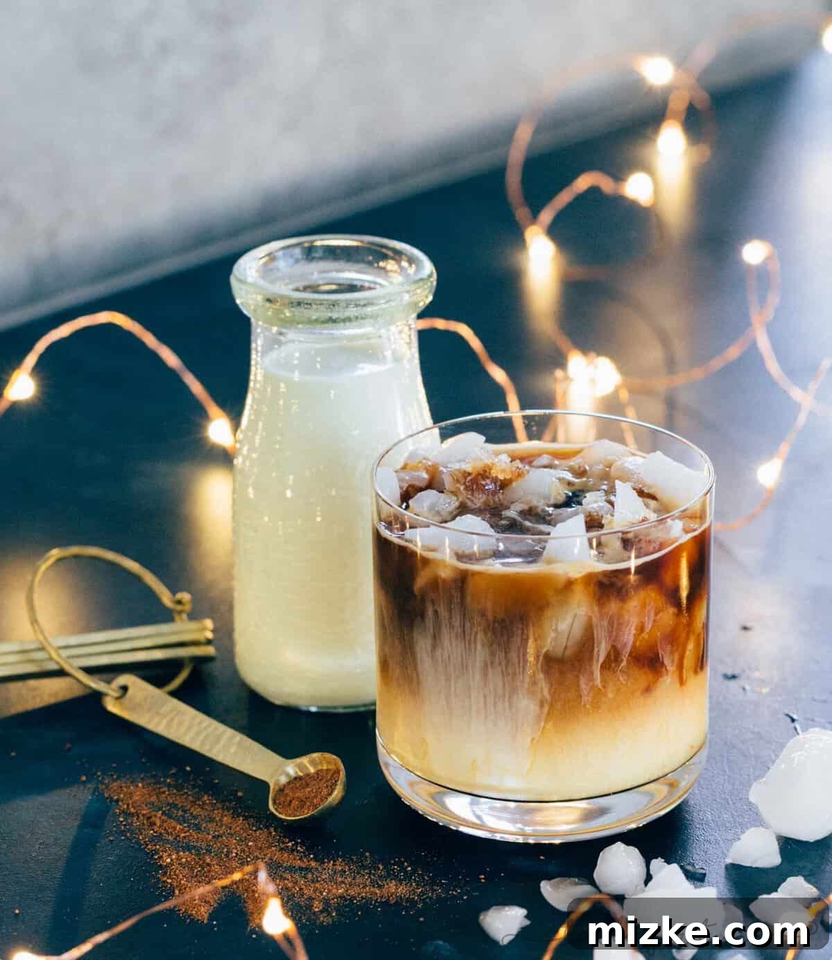 Savor the rich and balanced flavors of a homemade iced eggnog latte, perfect for boosting your energy during the festive season.