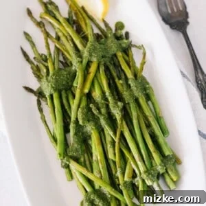 Roasted Lemony Pesto Asparagus