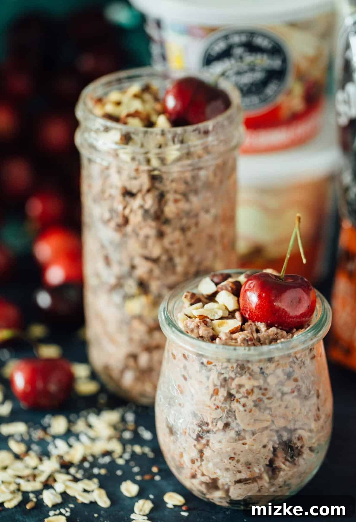 Overnight Cherry Pie Bliss 3 Fresh cherries make the base of this cherry pie overnight oats recipe! This takes no time to put together and you'll end up with a quick on-the-go breakfast the next morning! #TheSoulfullProject #ad