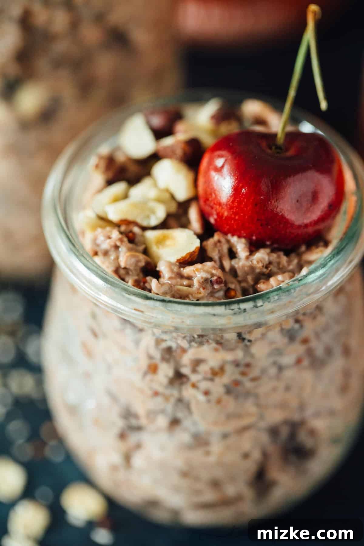 Overnight Cherry Pie Bliss 5 Fresh cherries make the base of this cherry pie overnight oats recipe! This takes no time to put together and you'll end up with a quick on-the-go breakfast the next morning! #TheSoulfullProject #ad