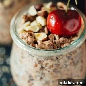 Fresh cherries make the base of this cherry pie overnight oats recipe! This takes no time to put together and you'll end up with a quick on-the-go breakfast the next morning! #TheSoulfullProject #ad