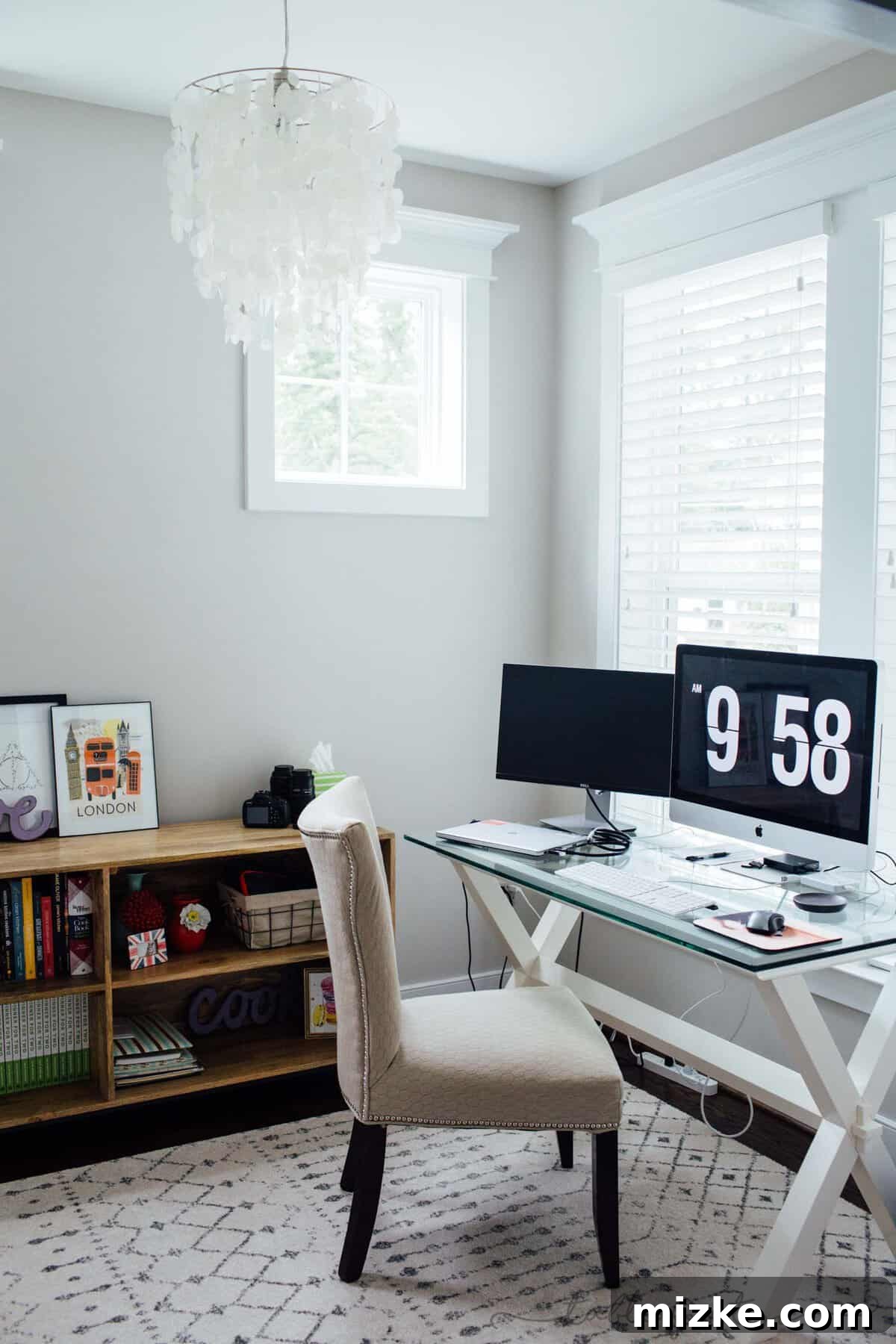 Our Office Unveiled 3 Stylish office with a large area rug and modern furniture