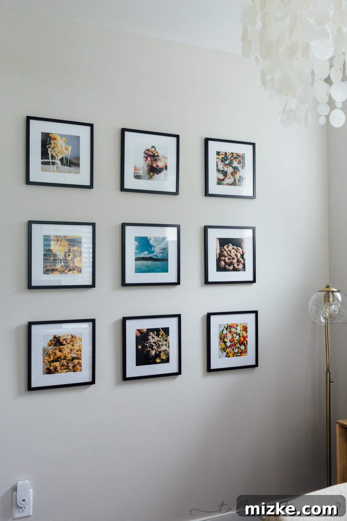 Our Office Unveiled 5 Large grid photo wall in a modern home office
