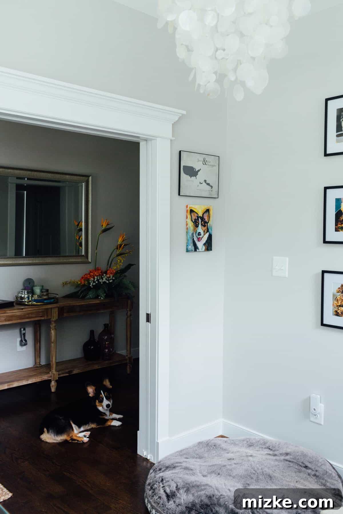 Our Office Unveiled 6 Winston the dog's cozy corner in a home office with an oil painting