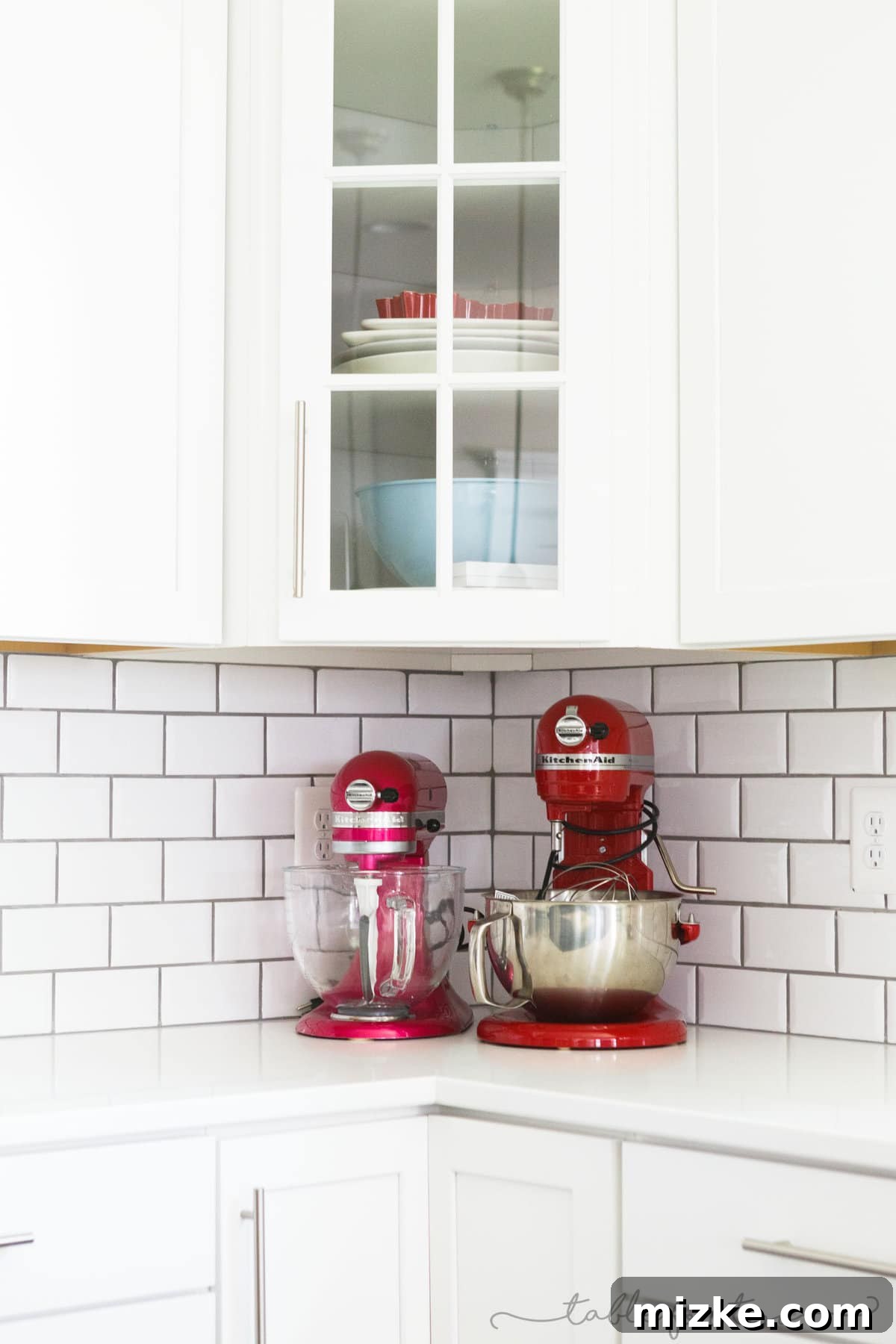 Welcome to My Kitchen 7 Kitchen countertop corner with two stand mixers, showcasing dedicated appliance space and efficient organization.