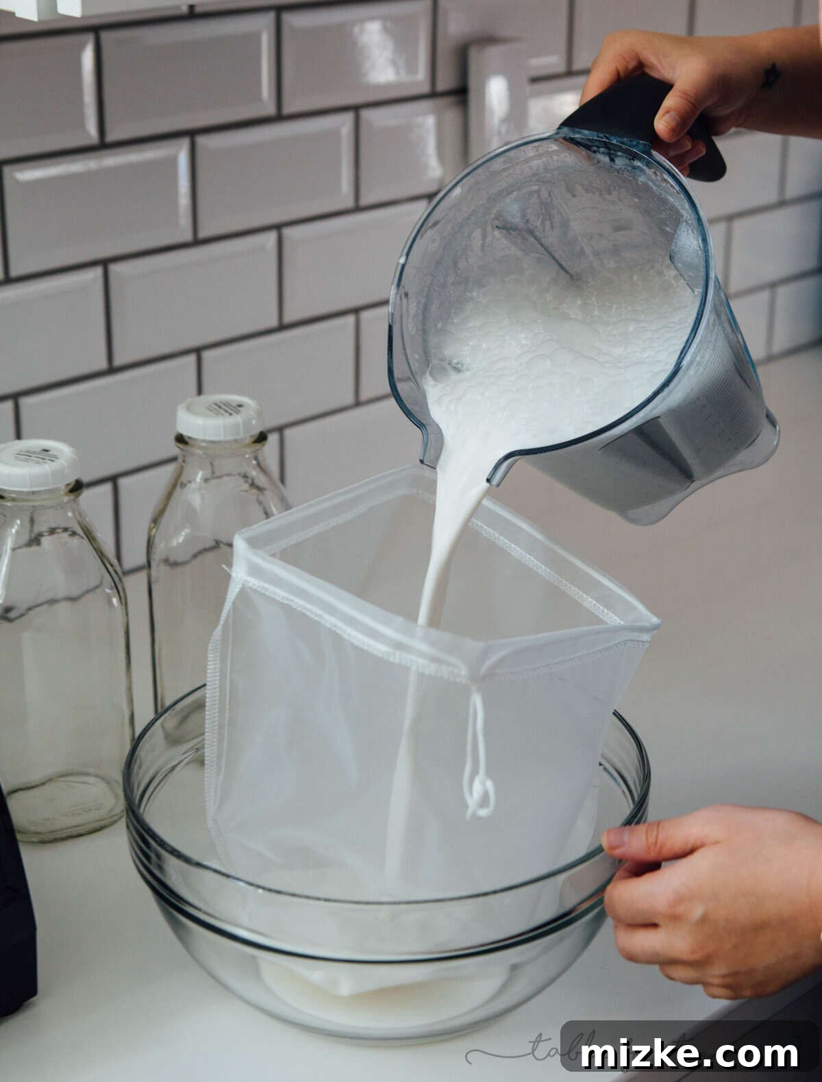 Making your own almond (milk) beverage at home is super easy and it seriously tastes so much cleaner and better than the store-bought kind. You know exactly what goes into it — almonds and water — and you can add additional flavors if you desire!