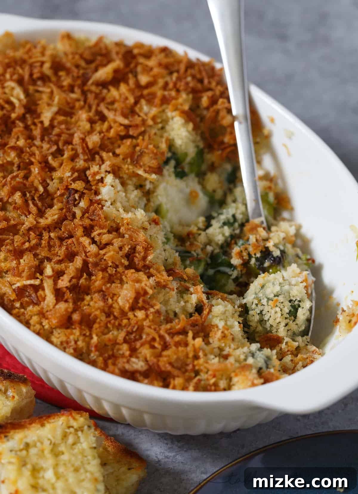 Golden Roasted Brussels Sprouts Gratin 5 Another appealing shot of the Brussels sprouts gratin, emphasizing its golden crust and inviting texture, perfect for a gathering.