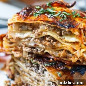 Delicious Bacon Wrapped Lasagna, a hearty and satisfying meal.