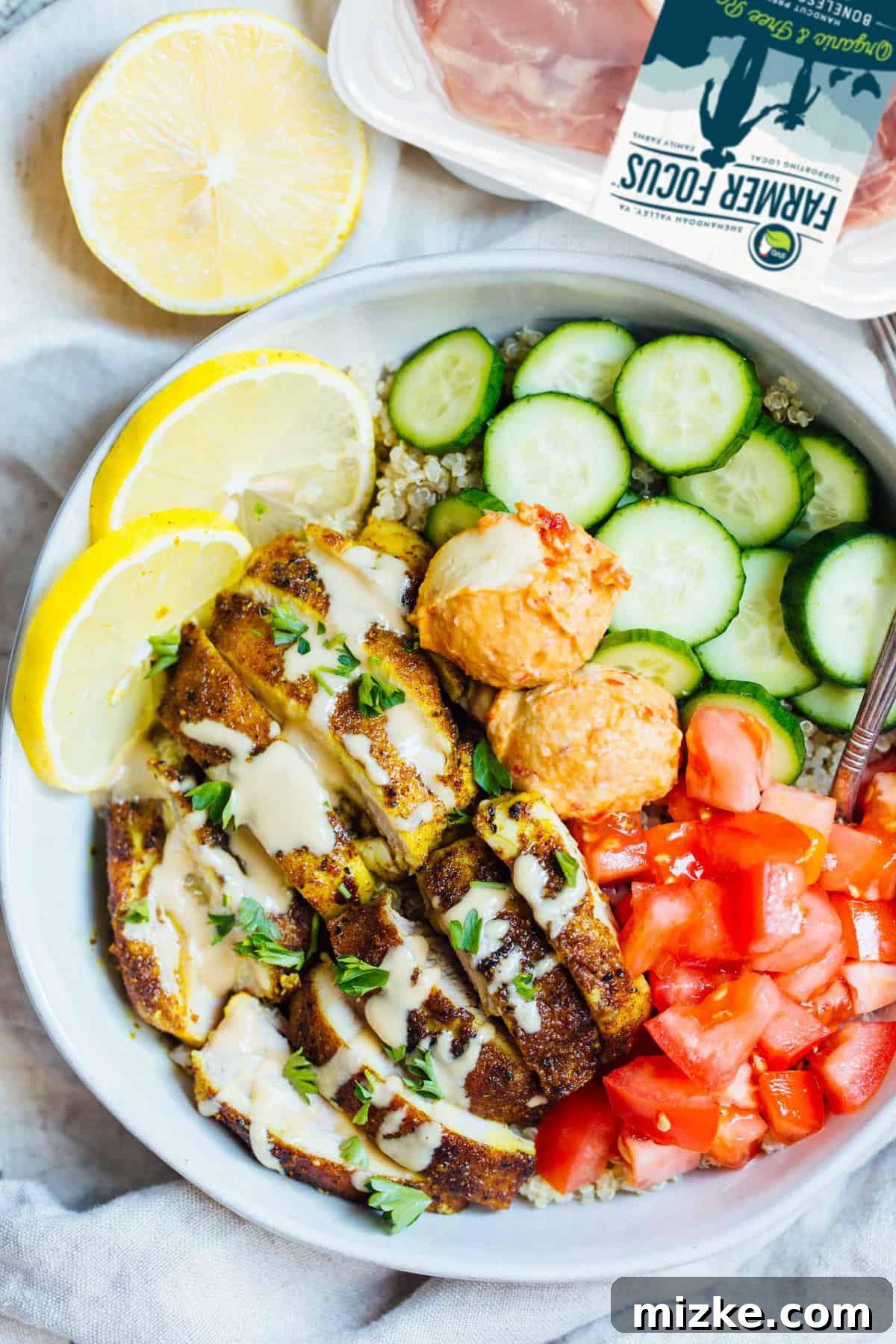 Easy Chicken Shawarma Quinoa Bowls for Meal Prep Delicious chicken shawarma quinoa bowl with fresh toppings, perfect for meal prepping