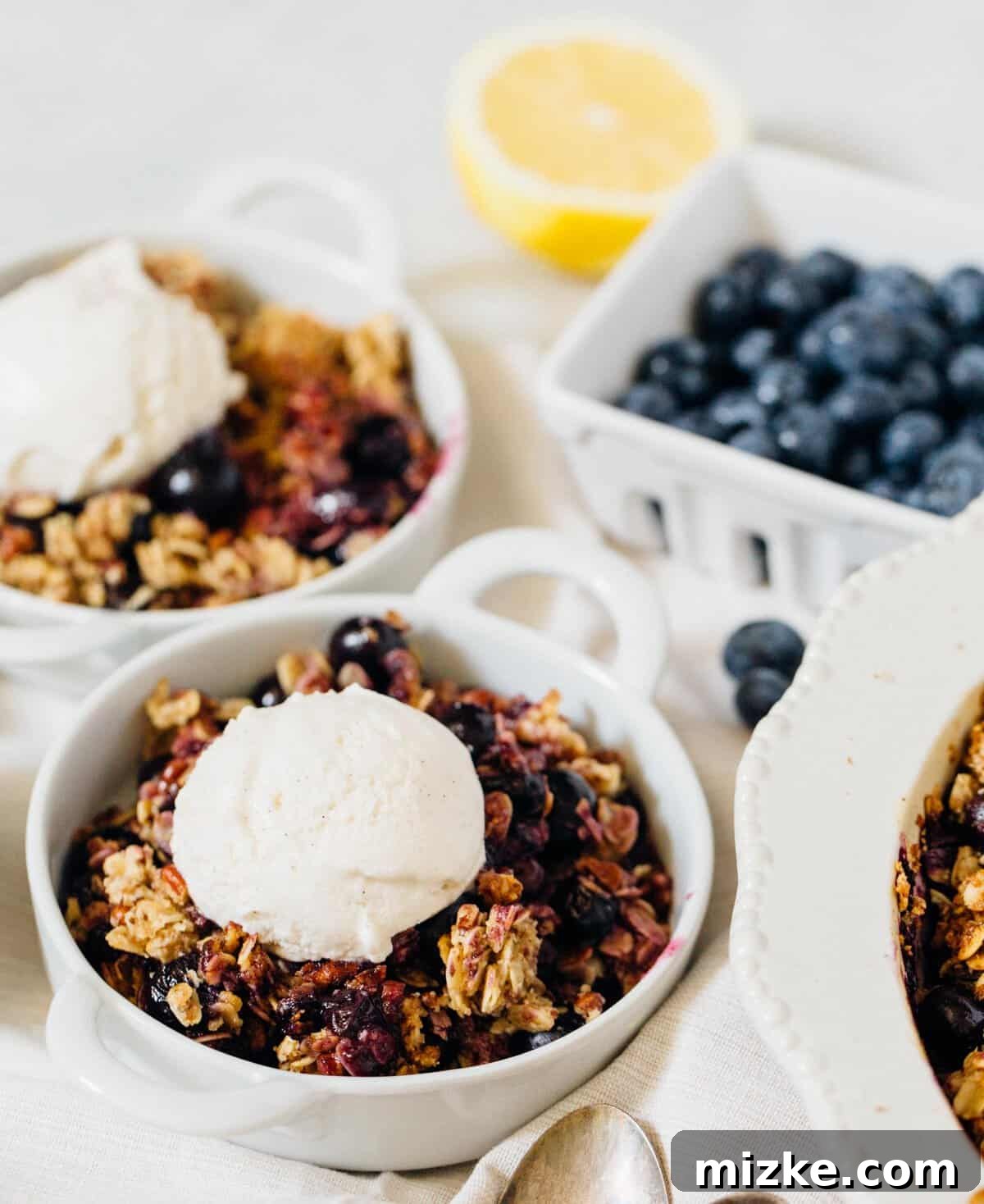 Effortless Blueberry Pecan Crumble: The Ultimate Dessert for Dinner Parties and Gatherings A high-angle shot of blueberry pecan crumble before baking, showing the generous crumb topping.