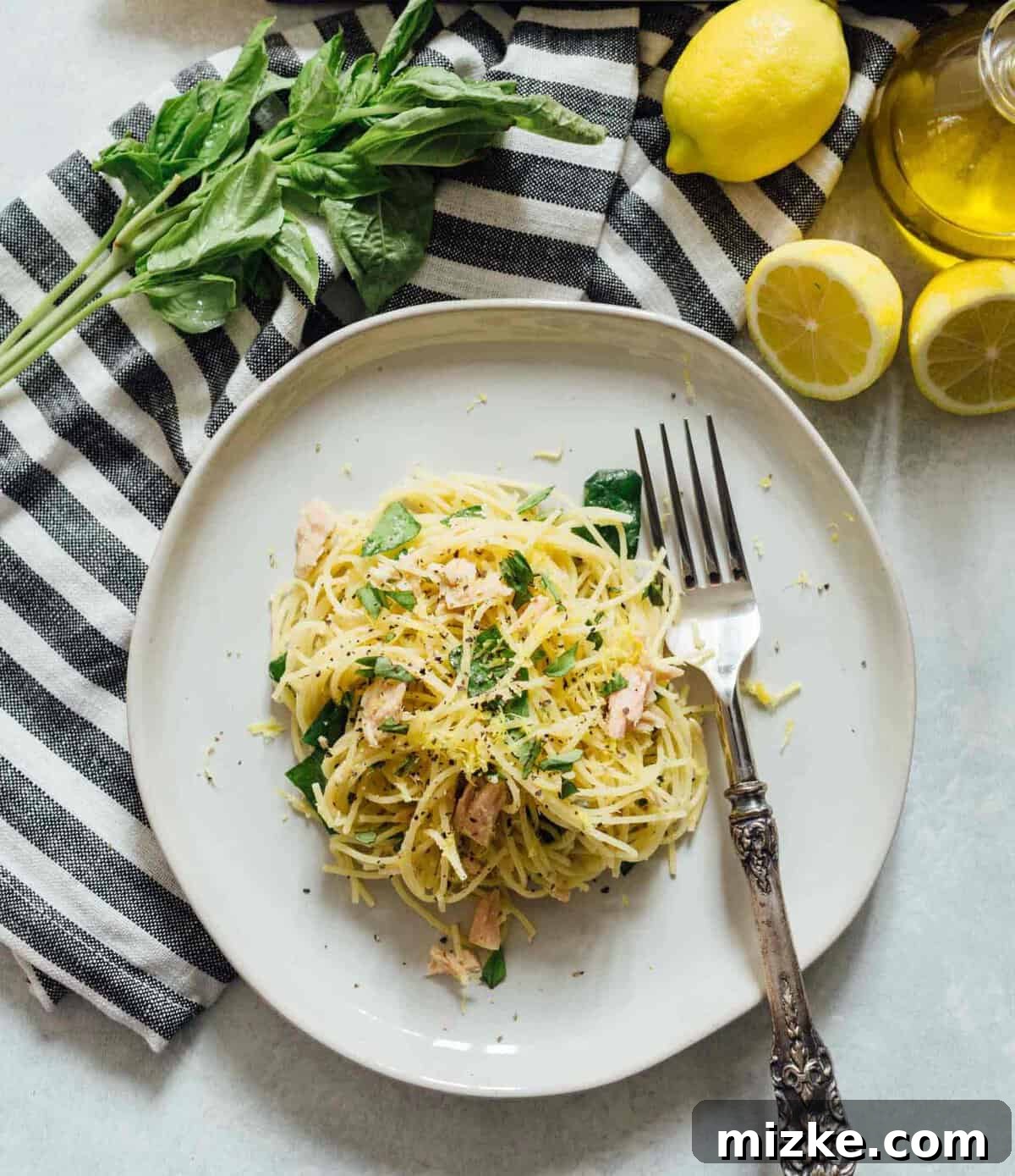 Sunshine Tuna Pasta 2 A refreshingly light yet bold and easy zesty pasta dish that uses canned tuna and lemon in a way that you may not have thought to use before!