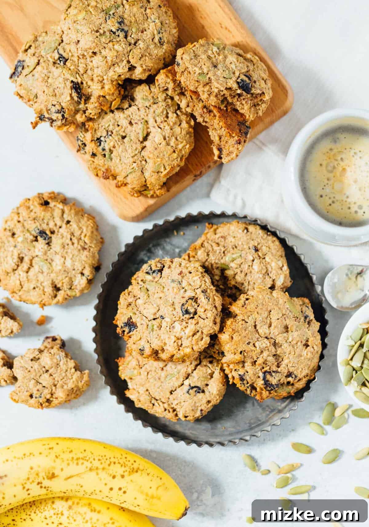 Naturally Sweetened Vegan & Gluten-Free Breakfast Cookies Deliciously moist and chewy vegan breakfast cookies, naturally sweetened and gluten-free, ready for an on-the-go breakfast or healthy snack.