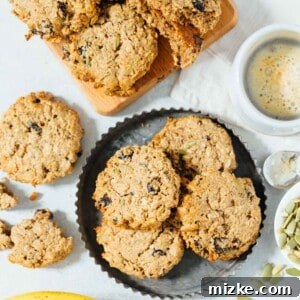 Naturally sweetened, vegan, and gluten-free breakfast cookies that are great for an on-the-go bite and good for any time of day!