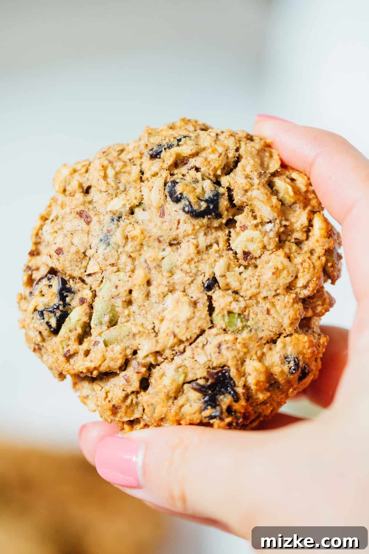Stack of Healthy Breakfast Cookies An array of delicious naturally sweetened vegan and gluten-free breakfast cookies, neatly stacked and ready to be enjoyed.
