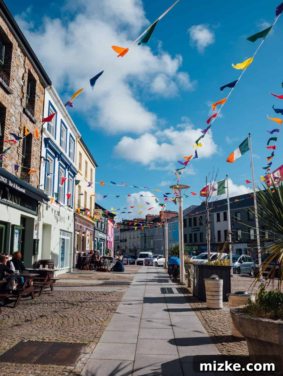 Charming Boutique Shops in Clifden Town Quaint storefronts and lively atmosphere in the town center of Clifden, Connemara