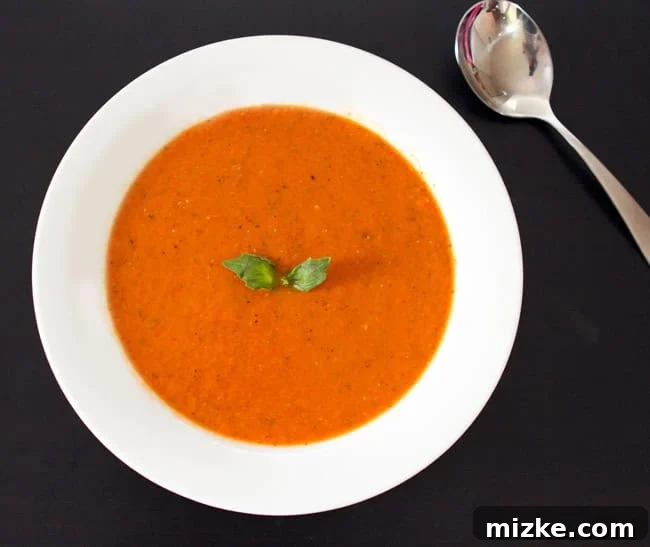 spicy-tomato-soup-1 Delicious bowl of spicy tomato soup with a vibrant red color, ready to be enjoyed.