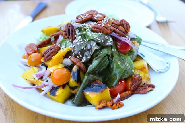 Neon Shores 8 Fresh Butter Lettuce and Grilled Mango Salad with pecans