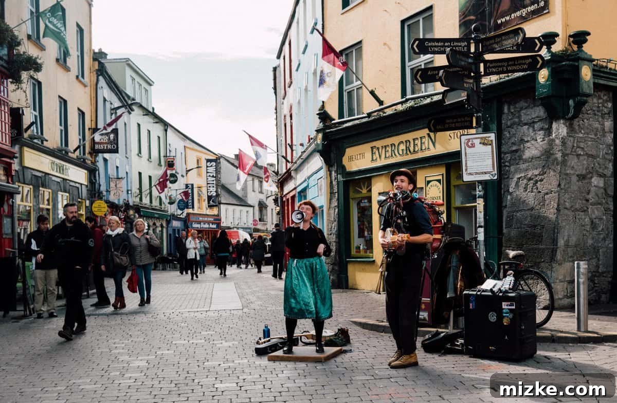 Kenmare Ireland's Hidden Beauty 3 Bustling street scene in Galway with traditional Irish buildings