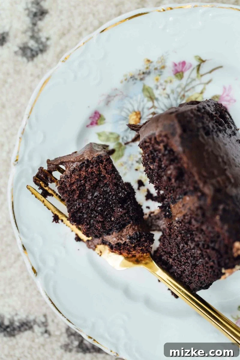 Garnished Mini Chocolate Malt Cake: A Delightful Dessert Idea This mini chocolate malt cake for two is perfect for any celebration or if you're just craving a chocolate cake and don't want to make a large one! Top down view of a garnished mini chocolate malt cake.
