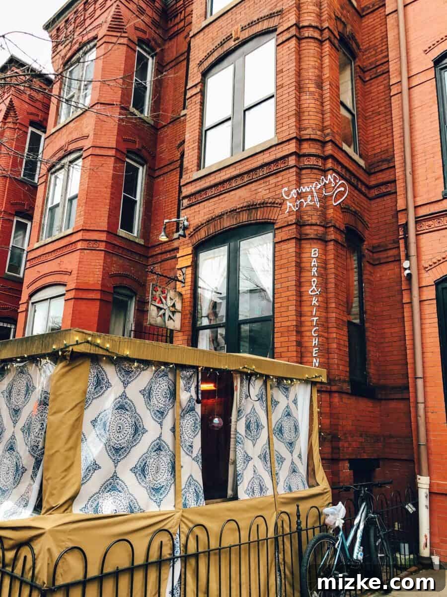 DC Date Night: True North 2 Compass Rose restaurant exterior with a subtle sign painted on brick