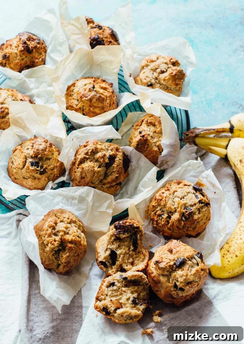 Irresistible Peanut Butter and Chocolate Banana Muffins with a Bakery-Style Dome These peanut butter and chocolate banana muffins are so soft and tender with the biggest domed top! They're just like straight out of a bakery!