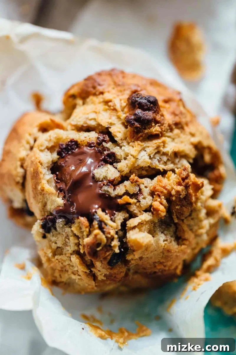 Troubleshooting Tips for Peanut Butter Chocolate Banana Muffins These peanut butter and chocolate banana muffins are so soft and tender with the biggest domed top! They're just like straight out of a bakery!
