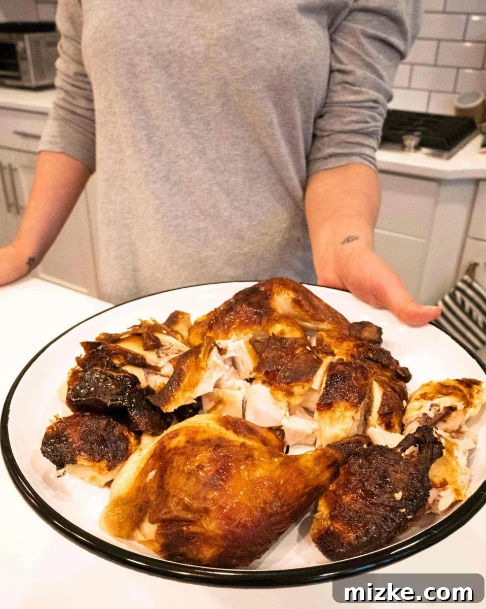 The Ultimate Buttermilk Roast Chicken: Juicy, Tender & Flavorful A perfectly golden-brown, flavorful, tender, juicy, and moist buttermilk roast chicken, ready to be carved. Made with just three ingredients, this buttermilk-marinated roast chicken is an amazing and easy-to-make dish.