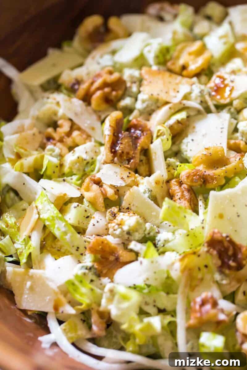 Fresh Chopped Salad Serving A generous serving of the refreshing chopped endive and romaine salad in a rustic bowl.