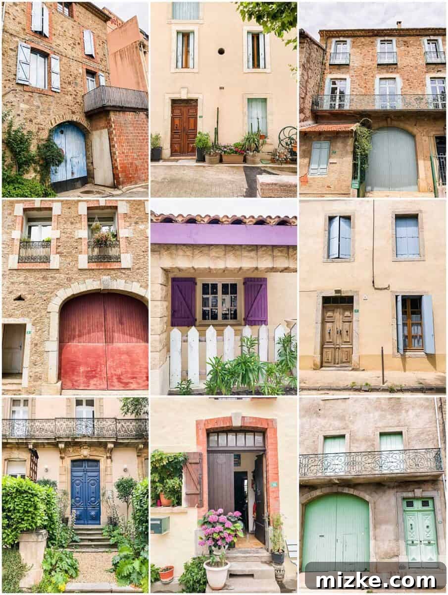 A beautiful street scene in Roquebrun, showcasing charming French architecture and quaint details.