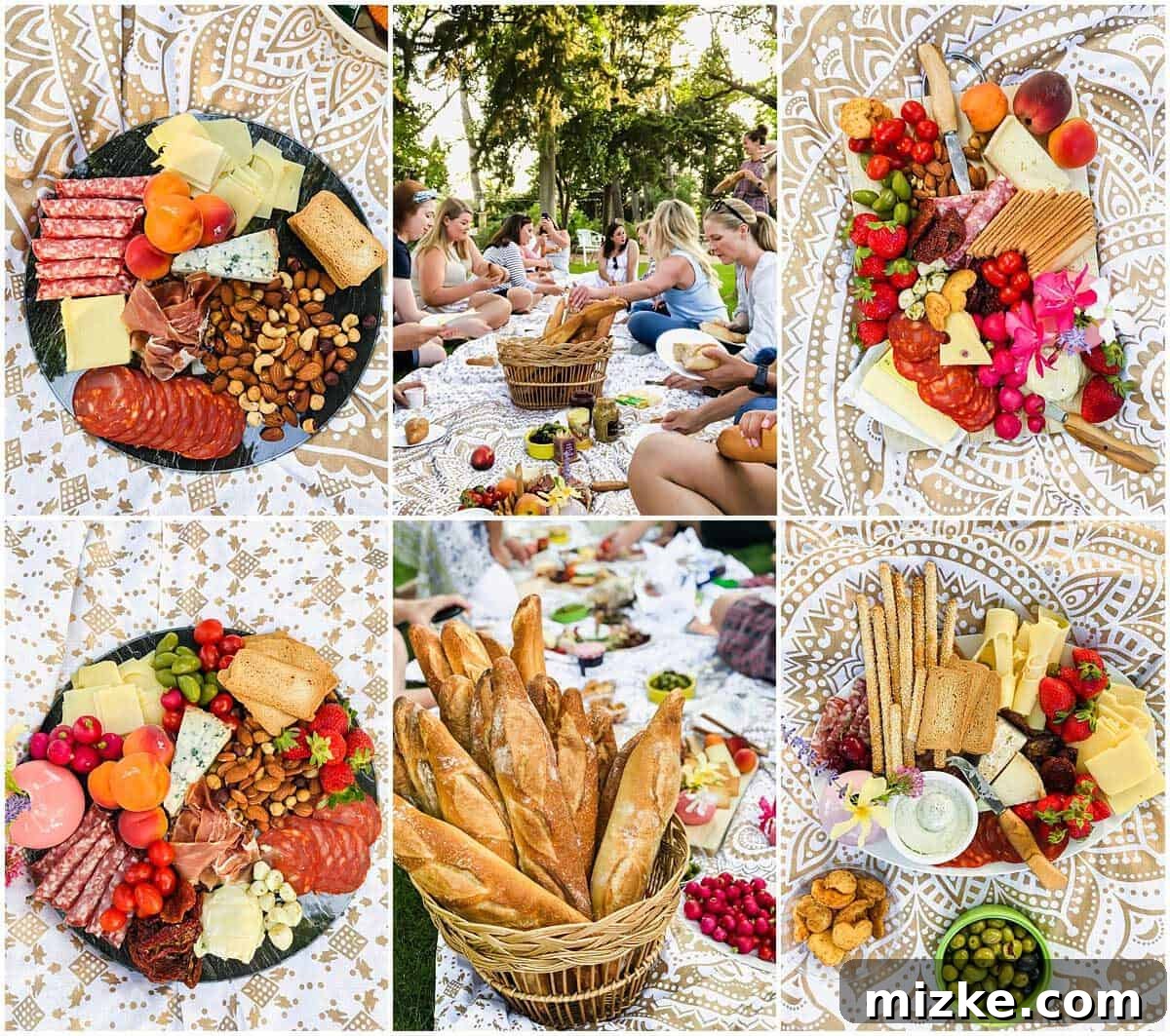 An idyllic French picnic spread set up in a beautiful chateau garden, embodying the perfect leisure activity.