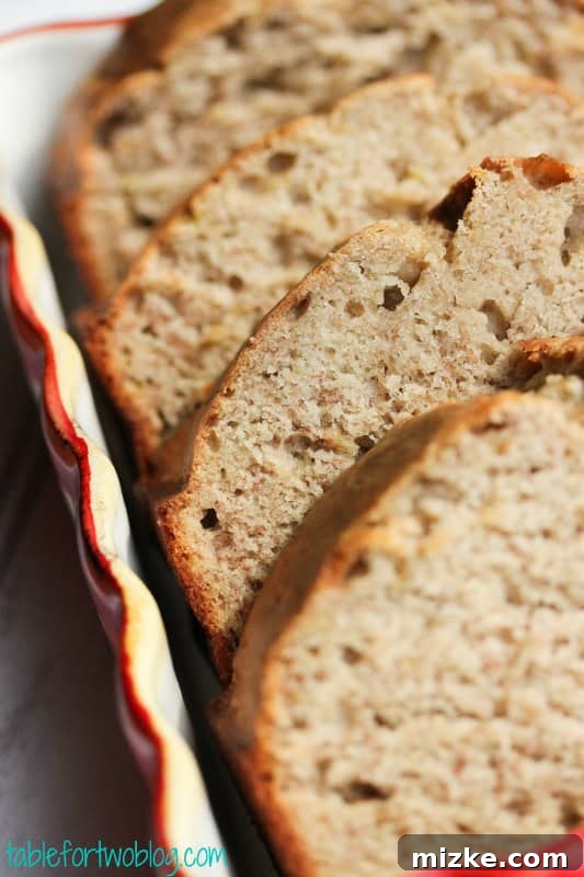 Baking Love for Dad 3 Close-up of a slice of banana bread, showing its moist texture and golden crust