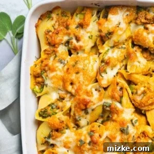 Cheesy Pumpkin and Spicy Sausage Stuffed Shells