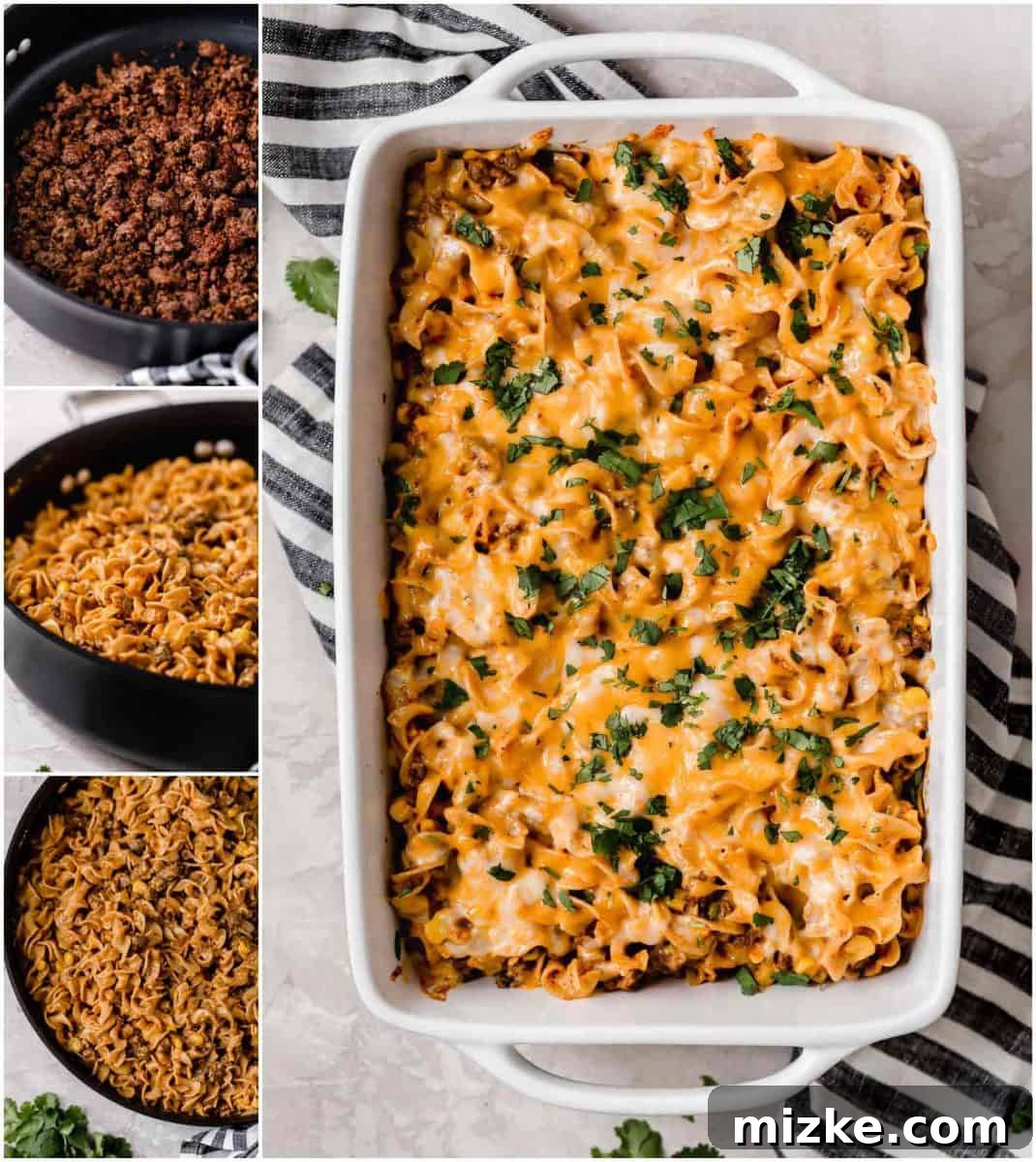 Cheesy Enchilada Pasta Bake 7 A final, appealing image of the Enchilada Pasta Casserole, garnished and ready for serving.