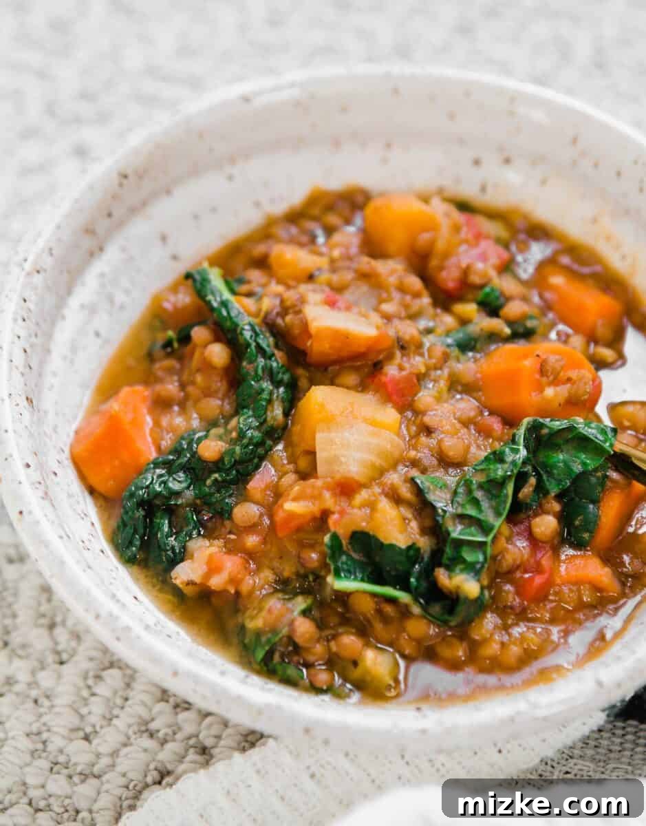 Hearty Instant Pot Lentil and Squash Soup 6 A quick lentil soup made in the Instant Pot and loaded with veggies for a deliciously cozy soup for any time of year!