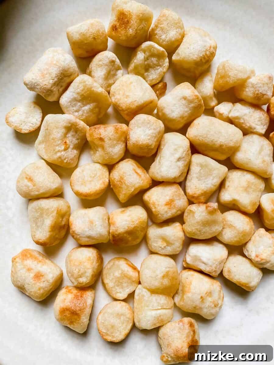 Crispy Air-Fried Cauliflower Gnocchi 3 Close-up of perfectly golden and crispy air fried cauliflower gnocchi ready to be served