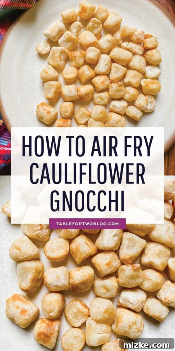 Crispy Air-Fried Cauliflower Gnocchi 5 Air frying cauliflower gnocchi is a simple way to create a satisfying, crispy, and healthier meal option. #airfryer #airfryerrecipe #cauliflowergnocchi #healthyrecipes #traderjoesfinds