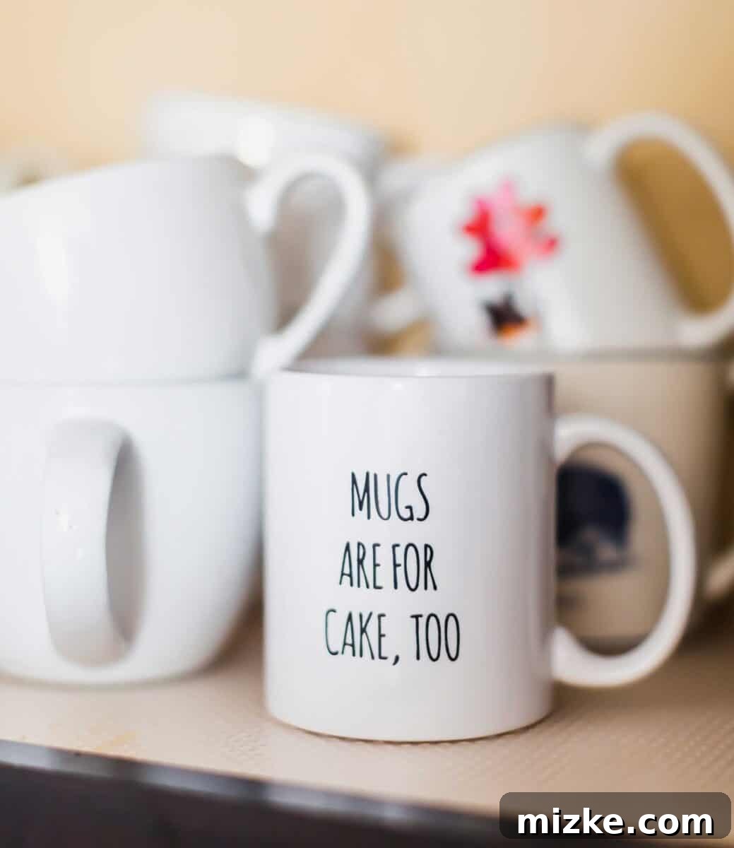 Table for Two: Chocolate Mug Cake Kit 4 A delicious, freshly microwaved chocolate mug cake, ready to be enjoyed.