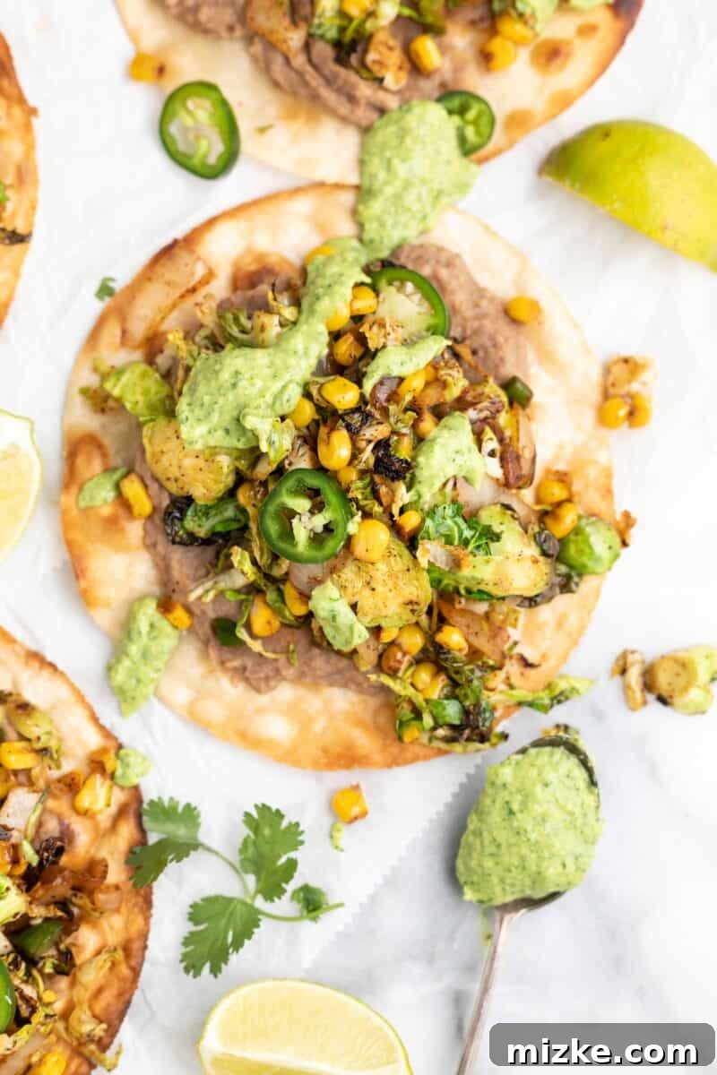 Ingredients for Brussels Sprouts Tostadas laid out on a kitchen counter